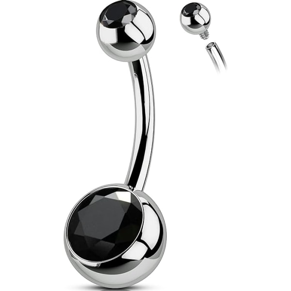 14G Navlepiercing, G23 Massiv Titanium Navlepiercing, In
