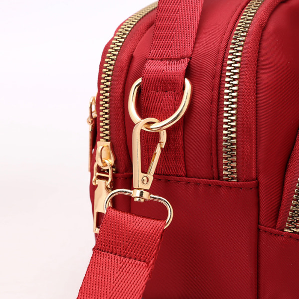 Damtrippel blixtlås canvas crossbody väska Red