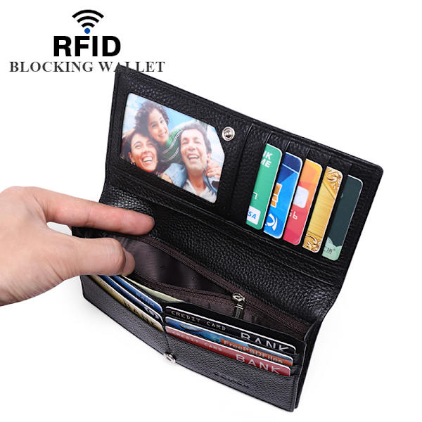 Damelang pung med RFID anti-tyveri børste, super tynd top la