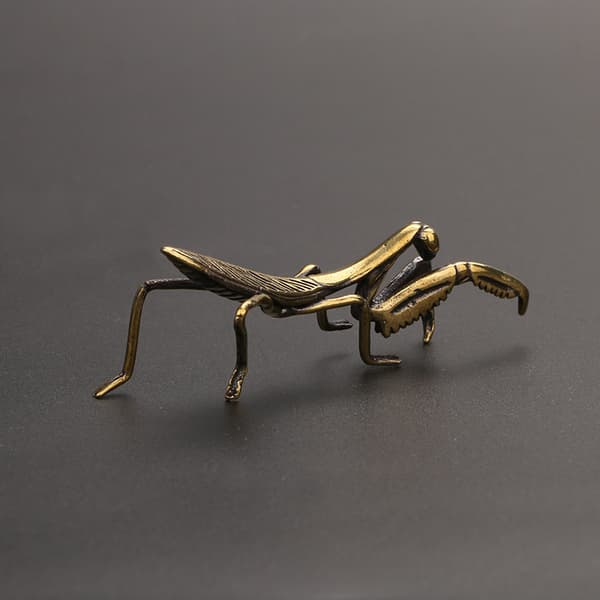 3D Messing Mantis Casting Dyrefigur Metallskulptur Hjemmekontor Dekor Gave