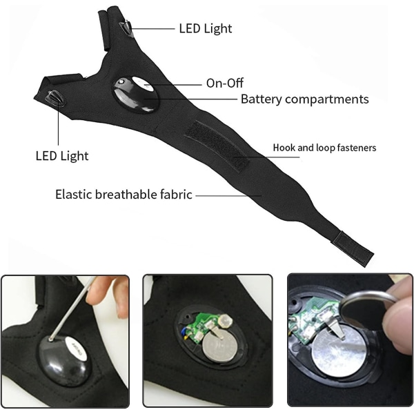 LED-handskar för män - Handskar med vattentäta lampor Fiske Ac