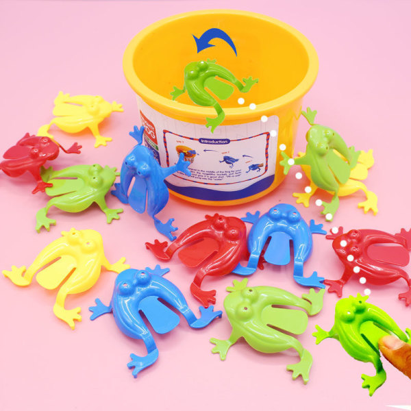 12st Jumping Toys Frog Plast Finger Squeeze Toy for Kids (Ran