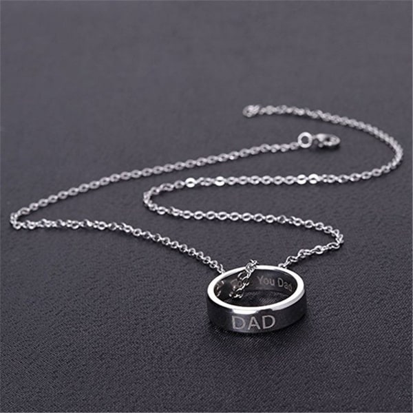 2 Smycken Pappa Ring Halsband Mamma Ring Halsband Avtagbar Titan