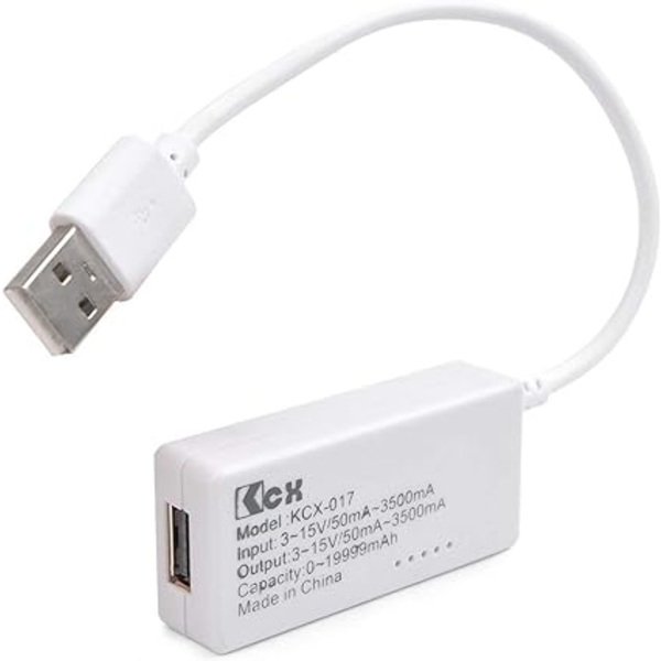 Vit svans LCD-bakgrundsbelysning LCD-digital display USB-amperemeter Voltmet