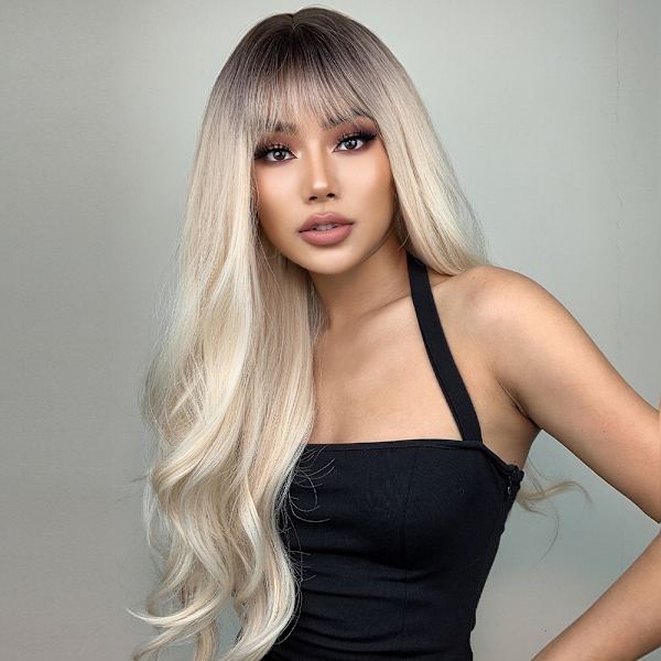 26 tum blond ombre peruk för kvinnor