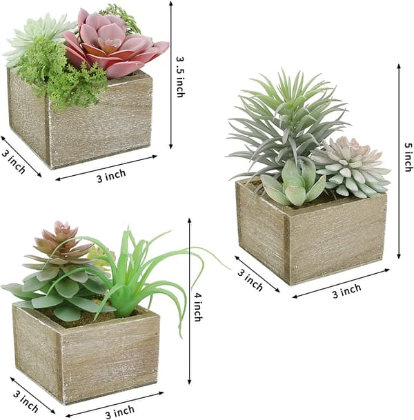 Kunstige sukkulenter, mini-sortiment af kunstige grønne planter, små