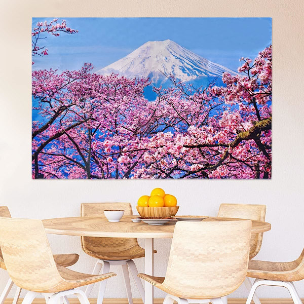 Mount Fuji körsbärsblomma gobeläng väggbonad, japansk Mount