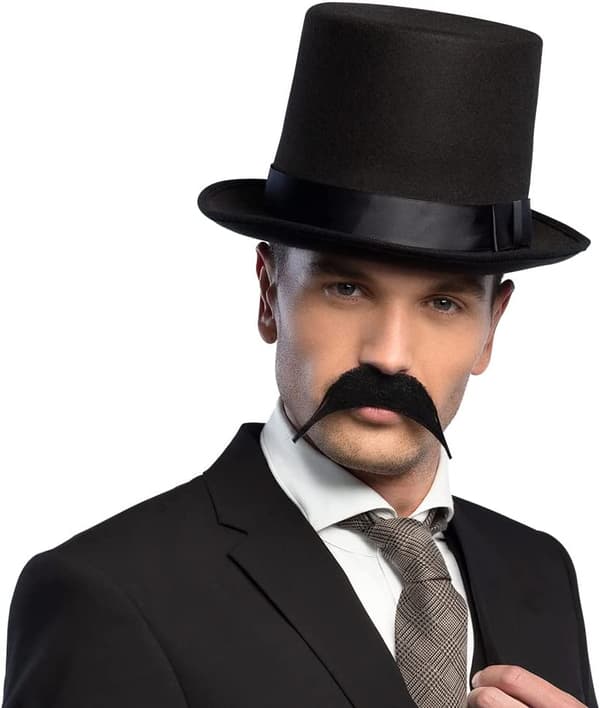 Colin hat, sort hat i sort, tilbehør til galla, karnevalsfest