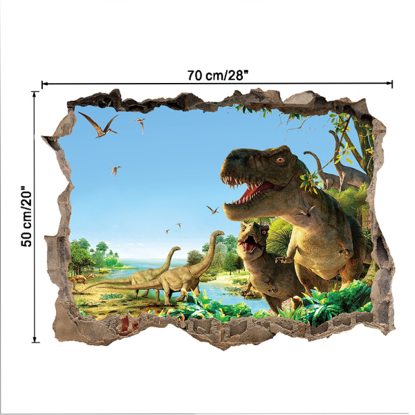 3D ødelagt vegg dinosaur paradis soverom stue barn