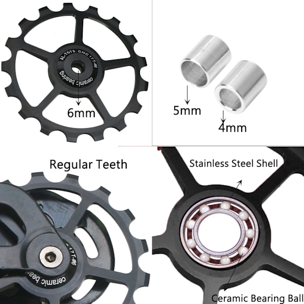 Växelhjul i aluminiumlegering för cykel, 10-17T, för mountainbike, hjul, lageruppsättning, reservdelar - färg 16T