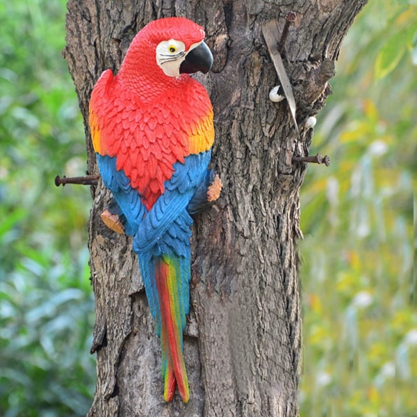 Harts papegoja hängande trädgårdsstatyer 12 tum 1 par, realistiska Pa