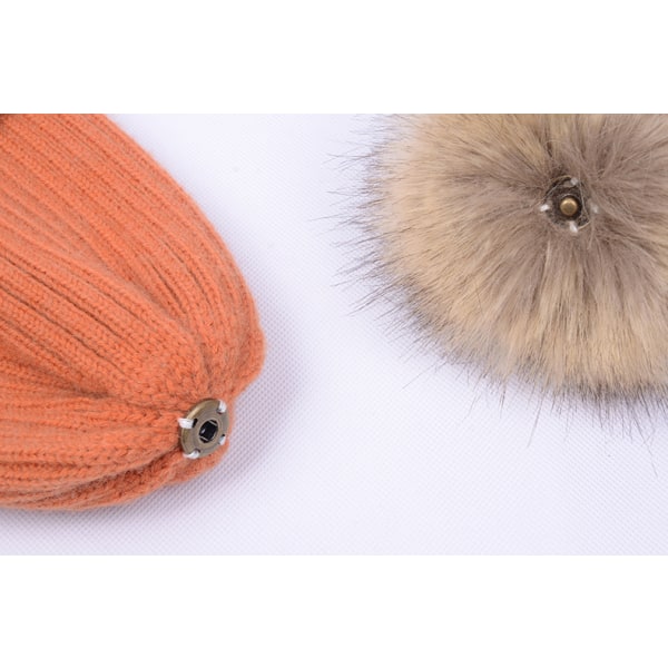 Strikket koselig varm vinter snowboard- og skihue med pompom, slouchy lue for barn baby - oransje