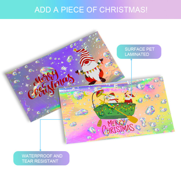 100 DIY-festinbjudningskort Rainbow Laser Card Santa Claus Sn