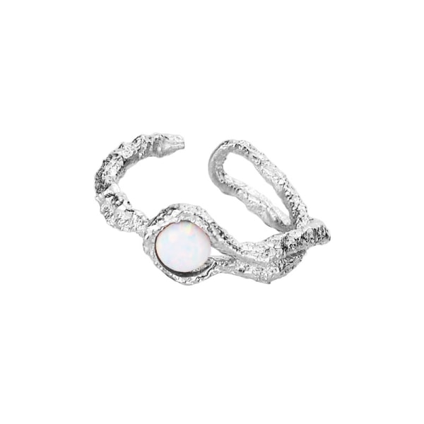 Fashion S925 Sterling Silver Opal Stone Ring Burning Anti-Wrinkl