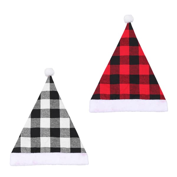 2 stk. Tartan Julehatte til Voksne, Dekorative Julehat til Voksne