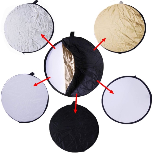 5 i 1 Bärbar Fällbar Reflektor 60cm Cirkulär Reflektor för S