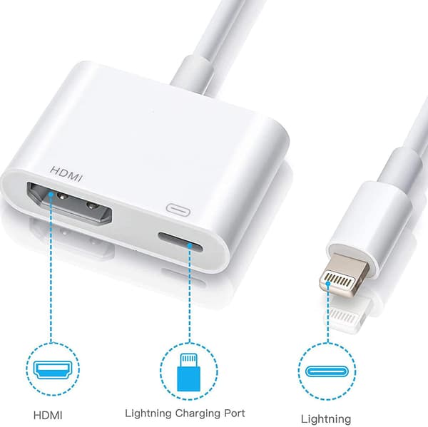 Lightning til HDMI-adapter til iPhone iPad iPod, 1080P Digital AV