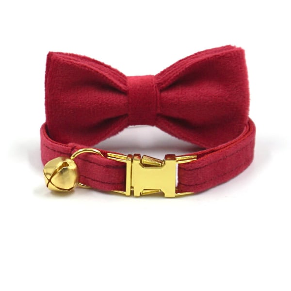 Leather Cat Collar, Cute Red 2 Sets Safety Collar with Elastic,