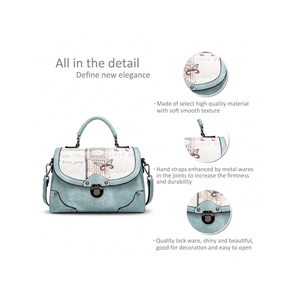 Eleganta Damhandväskor, Axelväskor, Handväskor, Tygväskor, Axelväskor, Crossbody-väska, Axelväska, Multifunktionell, Hållbar, PU-blå blue