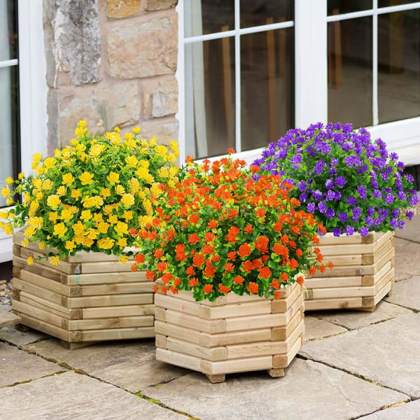 6 buketter med kunstige blomster utendørs falske blomster for dekor