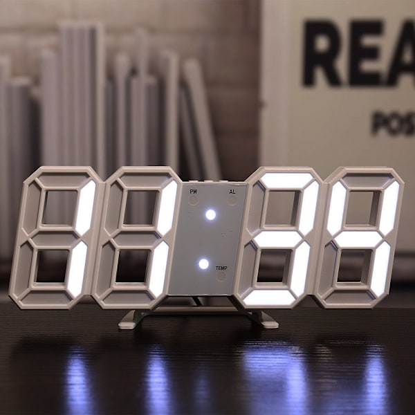 1-pakke 3D Stereo LED-klokke Alarmklokke Elektronisk klokke Termometer