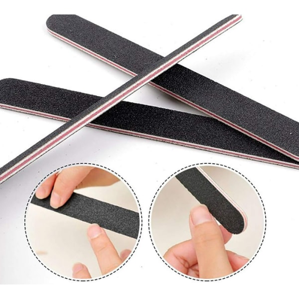 10 Professionelle Dobbeltsidede Neglefile 100/180 Matte Sort Diam