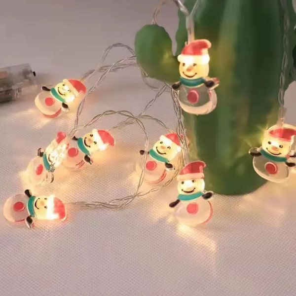 LED Christmas Light String Painted Origin Snowman Light String Christmas Tree Pendant LED Festive Party Decoration Flash Light String(Battery Model)