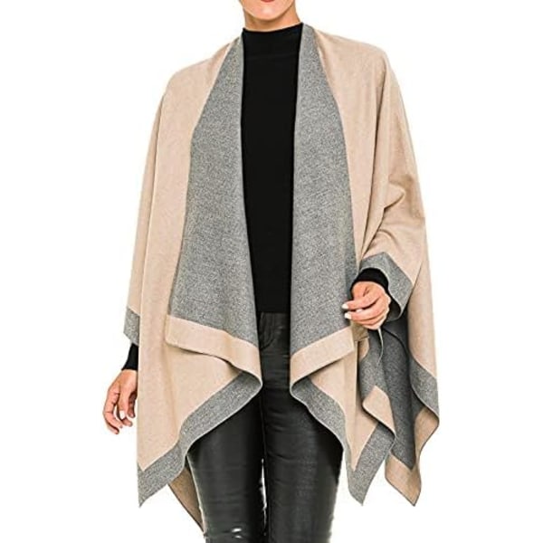 Sjal Poncho til kvinder Ruana Cape Cardigan Sweater Open Front fo