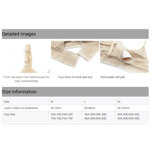 Amningsbehå för gravida kvinnor med öppen knapp framtill - Persika XL