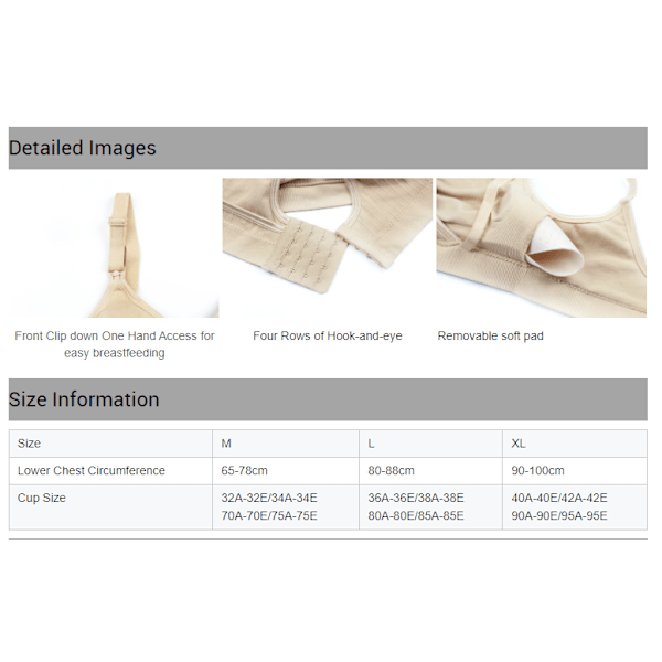 Gravide kvinders frontåbne amme-bh - Beige M