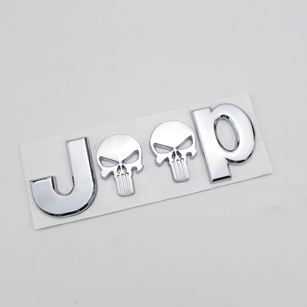 För Jeep Car Logo Bilsticker Punisher Bilsticker (Silver)