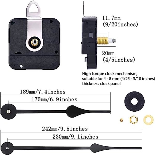 Højmomentet urværk med 230 mm / 9,1 tommer lang