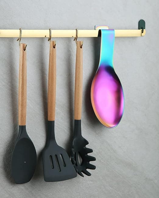 Mat Regnbue Ske Rest, (1PC-9.5 Tommer) Rustfrit Stål Ske