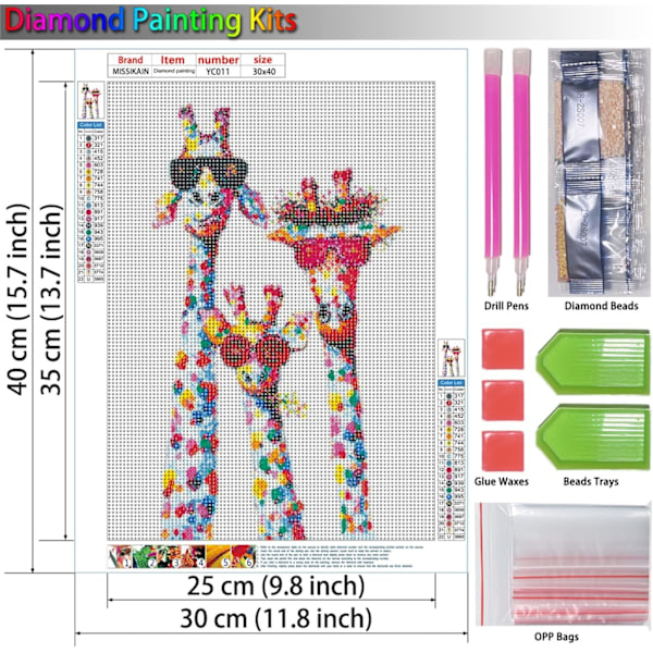 Kirahvinsymyilevä timanttimaalaus, 5D DIY eläinten timanttitaidemaalaus