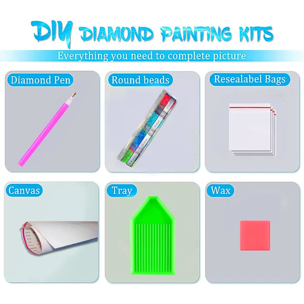 Aikuisten timanttimaalaussetti, DIY 5D täysi pyöreä maljakko timanttikukka