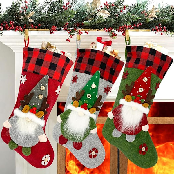 3-pack julstrumpor för juldekorationer Stora 3D-julstrumpor