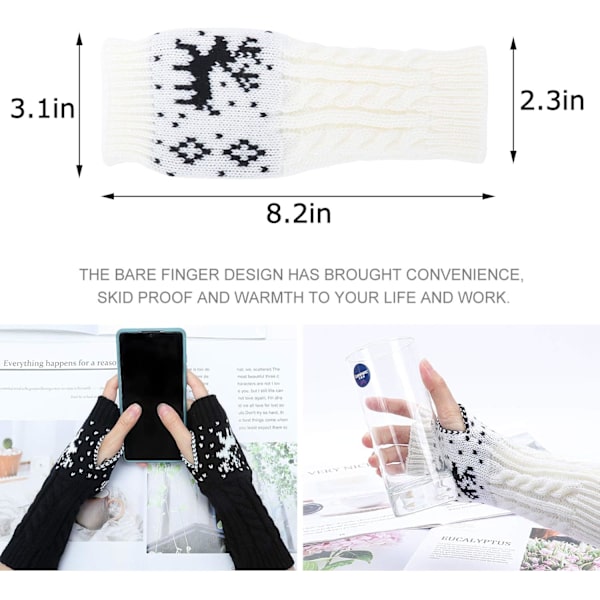 Vinter Fingerless Handsker - Arm Varmer Handsker til Kvinder Strik Croc