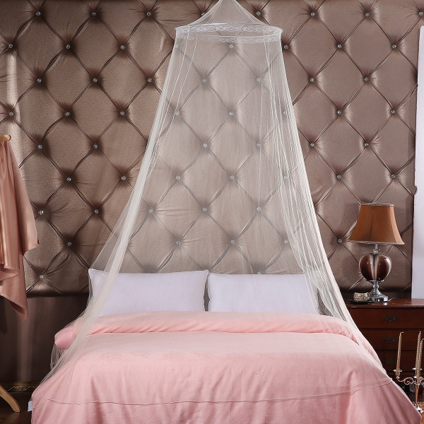 Bekväm säng Princess Round Hoop Lace Bed Canopy Myggnät