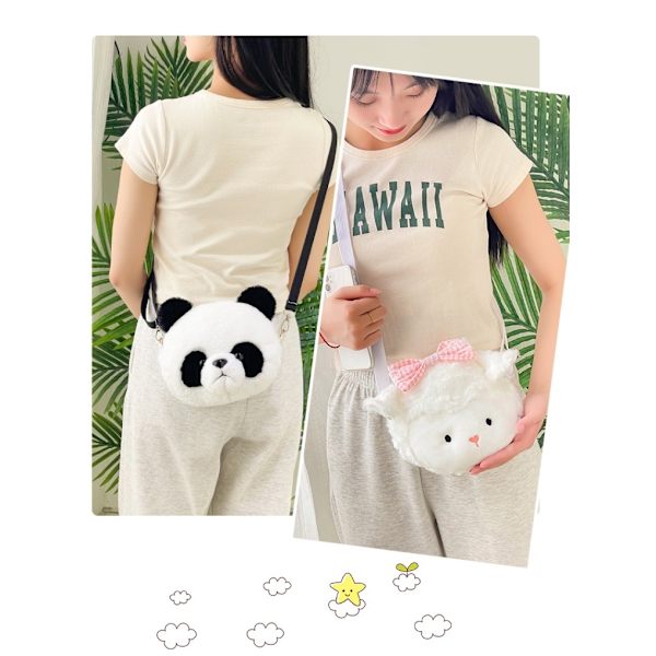 Liten flicka söt plysch panda plånbok myntväska axelväska C