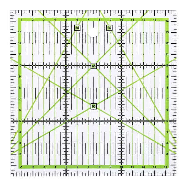 Patchwork lineal 30 x 30 cm med Cm og vinkelangivelser