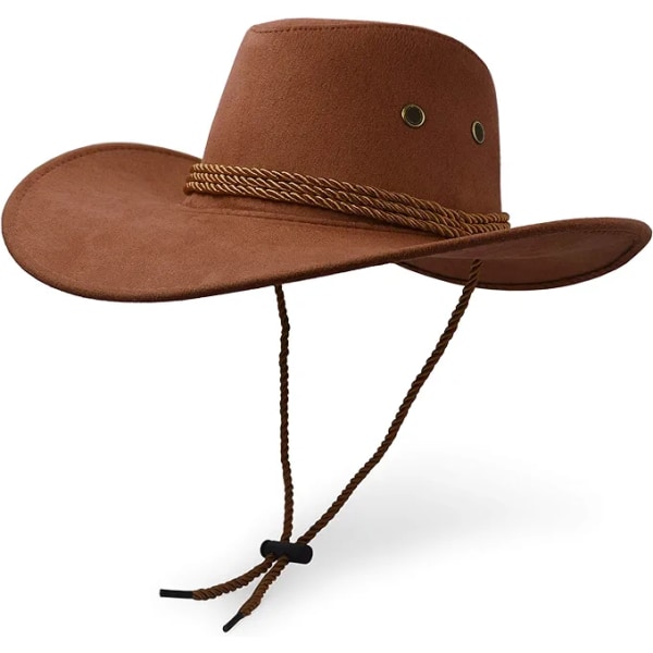 Cowboyhatt, solhatt i konstläder av filt, mocka resekeps, western