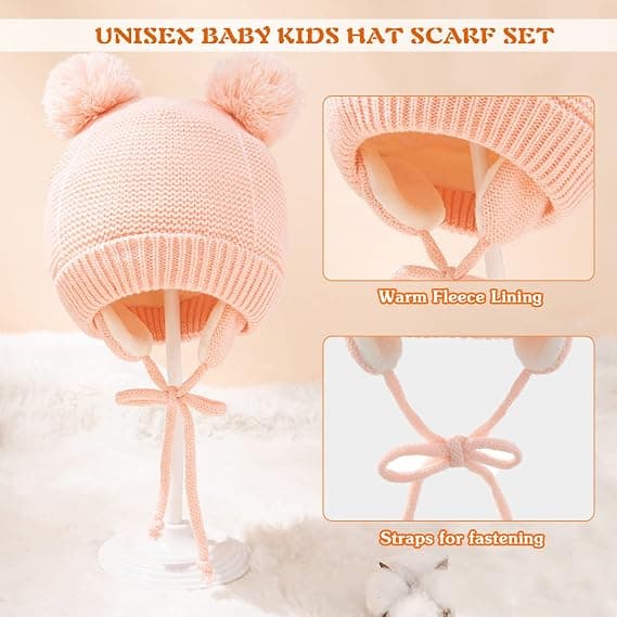 Vintervarme hansker sett for babygutter og jenter, strikkede barnekutt