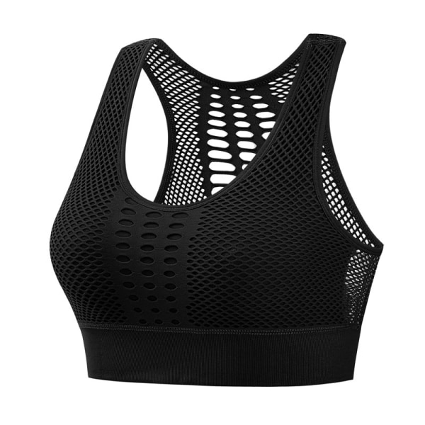 Mesh ytterkläder plus size sport och fitness bh - Svart XL