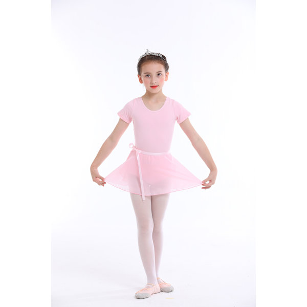 Flickors Kortärmad Leotard med Kjol Barn Dans Ballet Tutu Klänningar - Rosa 100cm