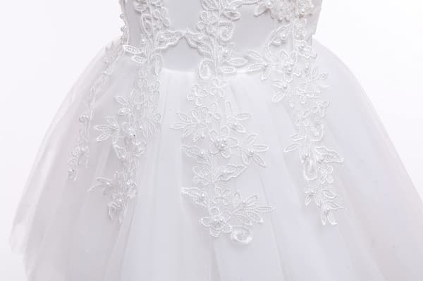 Flickor Spets Brudtärneklänning Blomster Barn Bröllopsbalklänning Småbarn Prinsess Tävlingsaftonklänningar White 140CM/7-8years