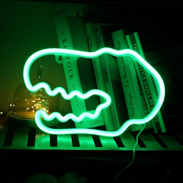 Dinosaur Neon Skylt Nattlampa, USB och Batteridriven Lysande