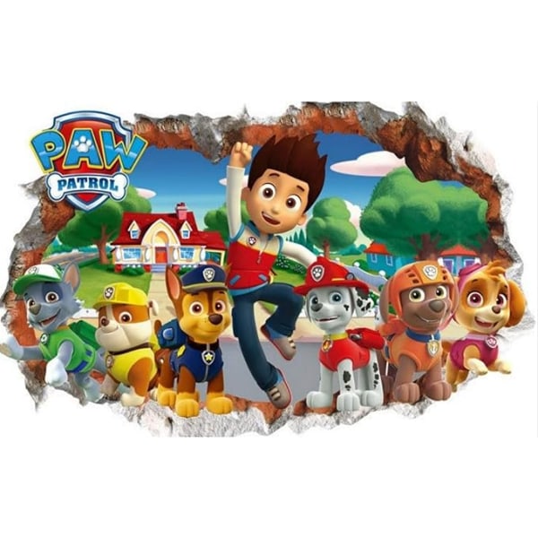 Paw Patrol 3D-väggdekaler Pojkar Flickor Rum Paw Patrol 3D Trasig