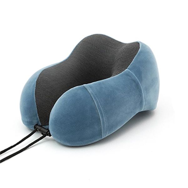 Reiseminneskum nakkepute med oppbevaringspose, 13 farger Peacock blue