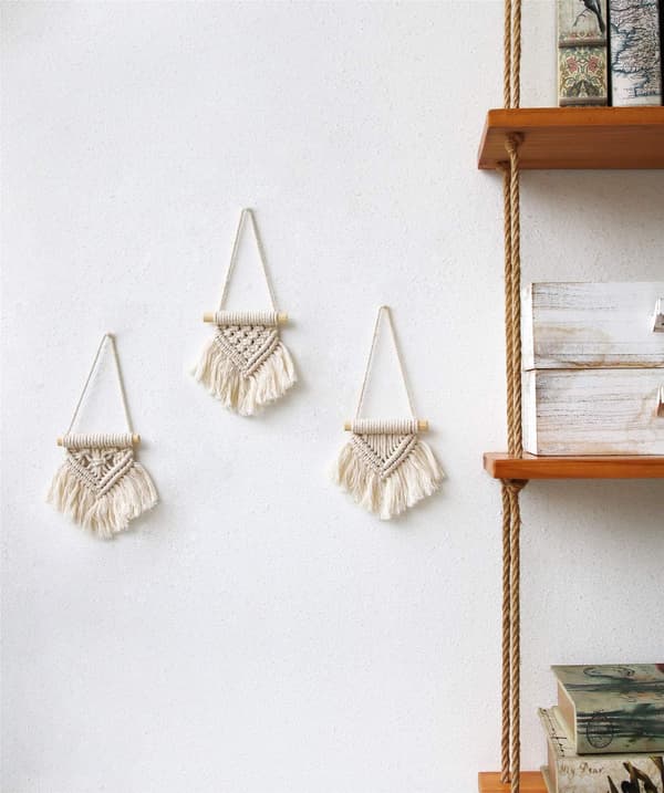 Sæt med 3 Macrame Vægophæng til Sød Boheme Juletræ