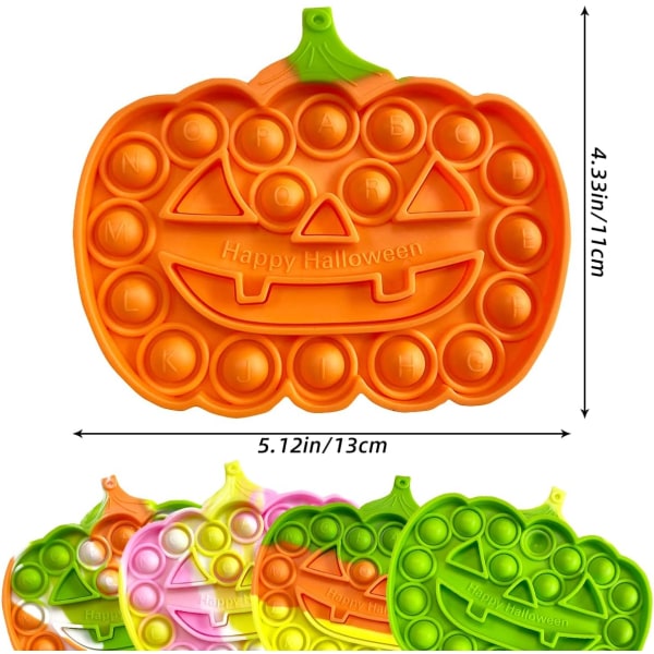 Halloween Pumpkin Pop Fidget Toys, Set med 5 Push Pops Bubble Fid
